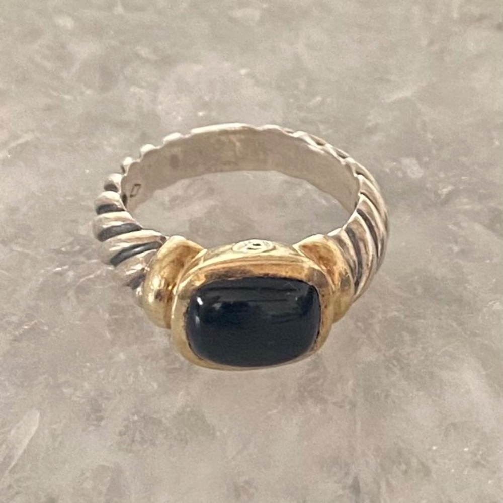 David Yurman Women's Black Onyx Sterling Silver Ring  with 14k Gold